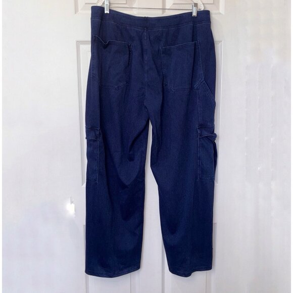Halara Flex Denim High Rise Wide Leg Pull‎ On Cargo Pants Womens 3XL Blue NEW - Picture 4 of 8